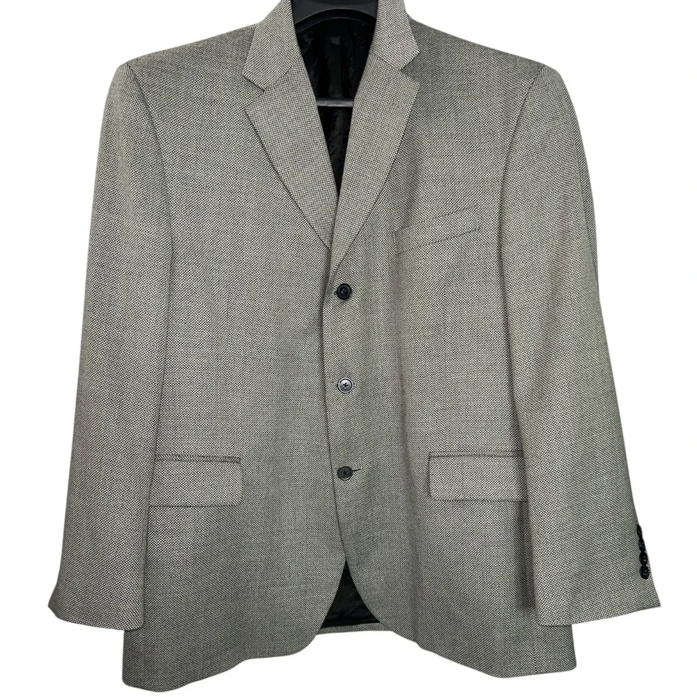 Dockers Mens Wool Blend Blazer Sport Coat 44R Beige Weave‎ Three Button Classic